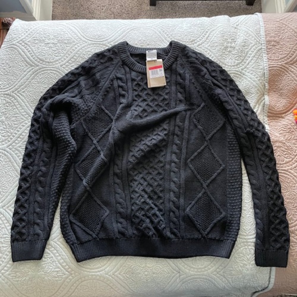 Nike Men's Black Cable Knit Sweater Size Large